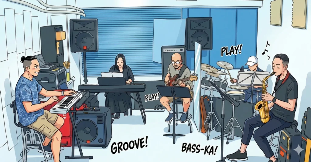 香港爵士鋼琴老師 Thomas Cheng 於 Pro Music Jazz Studio 帶領學員進行 Jazz Jam Session 實戰。